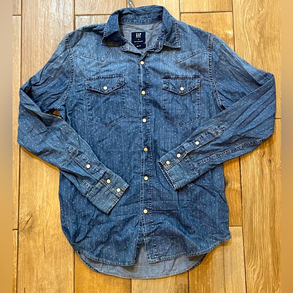 Gap denim patterned cowboy button down - S
